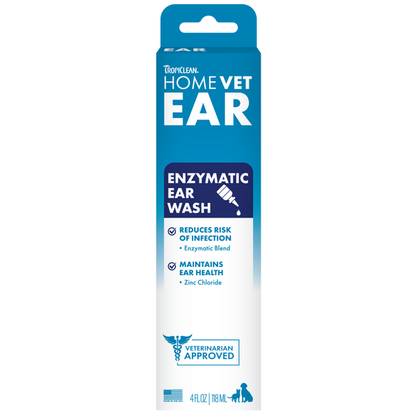 TropiClean HomeVet Enzymatic Ear Wash for Cats & Dogs — 4 oz retail package
