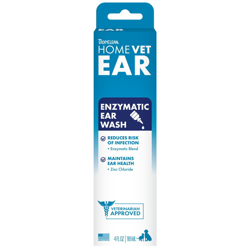 TropiClean HomeVet Enzymatic Ear Wash for Cats & Dogs — 4 oz retail package