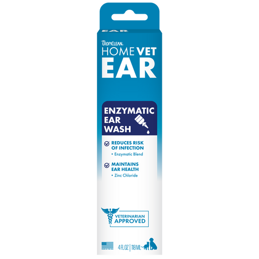 TropiClean HomeVet Enzymatic Ear Wash for Cats & Dogs — 4 oz retail package