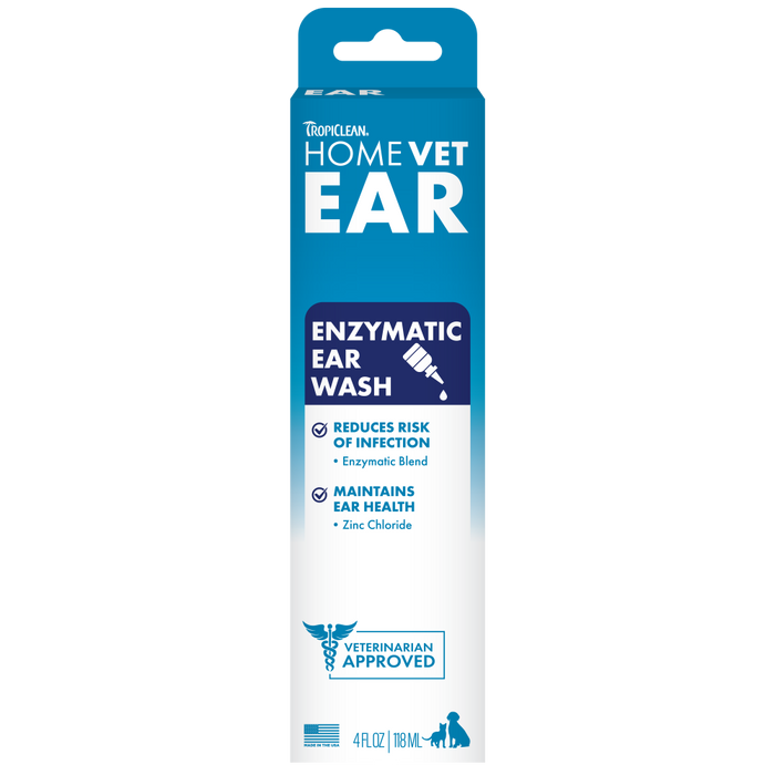 TropiClean HomeVet Enzymatic Ear Wash for Cats & Dogs — 4 oz retail package