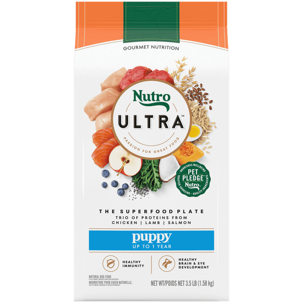 NUTRO Ultra Puppy, The Superfood Plate with a Trio of Proteins from Chicken, Lamb and Salmon Dry Dog Food, 3.5 lb package front