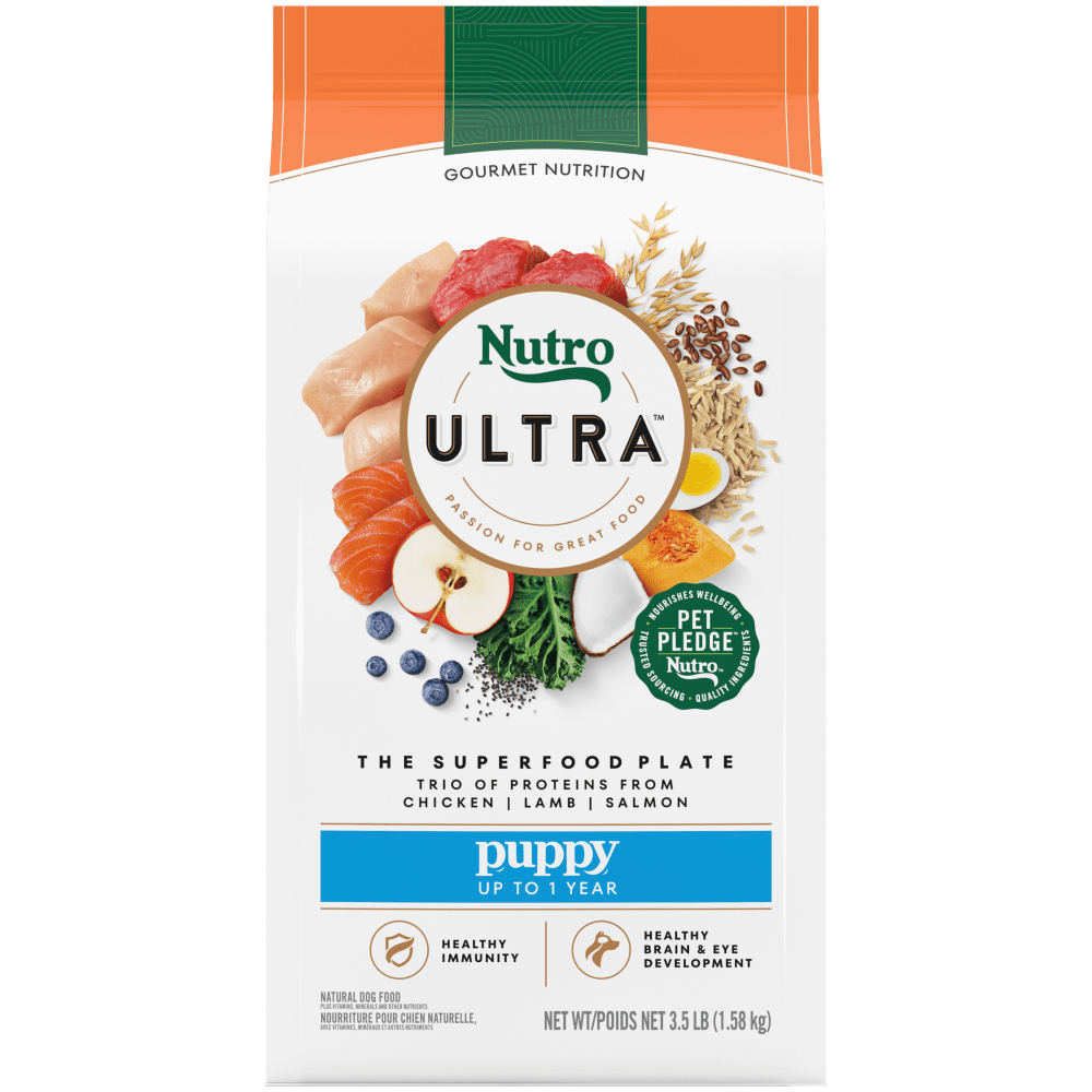NUTRO Ultra Puppy, The Superfood Plate with a Trio of Proteins from Chicken, Lamb and Salmon Dry Dog Food, 3.5 lb package front