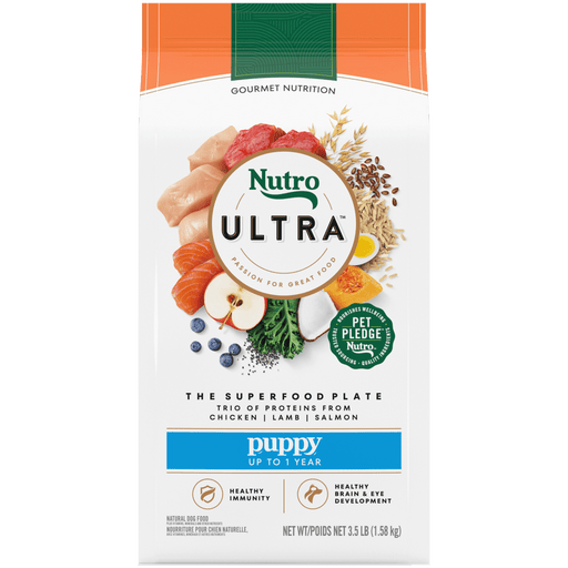 NUTRO Ultra Puppy, The Superfood Plate with a Trio of Proteins from Chicken, Lamb and Salmon Dry Dog Food, 3.5 lb package front