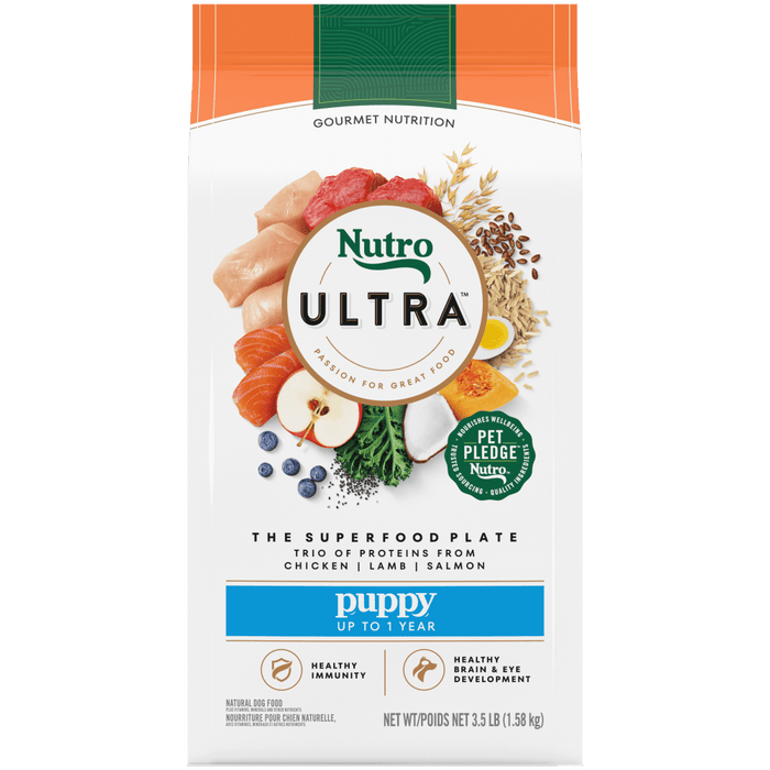 NUTRO Ultra Puppy, The Superfood Plate with a Trio of Proteins from Chicken, Lamb and Salmon Dry Dog Food, 3.5 lb package front