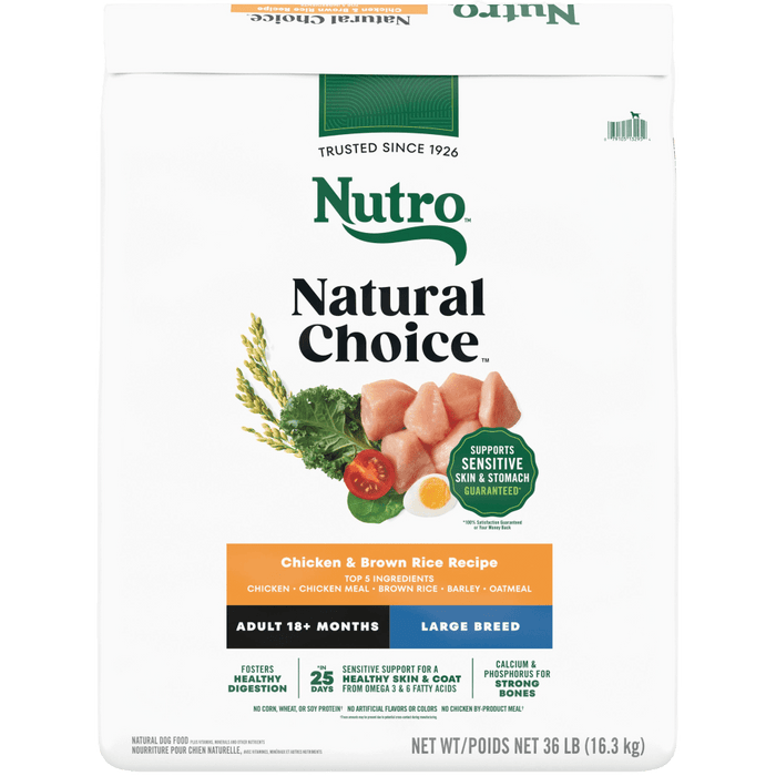 NUTRO Natural Choice Adult Large Breed Dry Dog Food, Chicken & Brown Rice, 36 lb package front