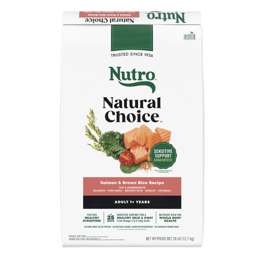 NUTRO Natural Choice Adult Large Breed Dry Dog Food, Salmon & Brown Rice, 28 lb package front