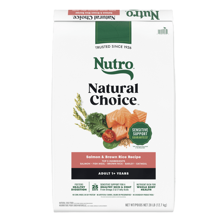 NUTRO Natural Choice Adult Large Breed Dry Dog Food, Salmon & Brown Rice, 28 lb package front