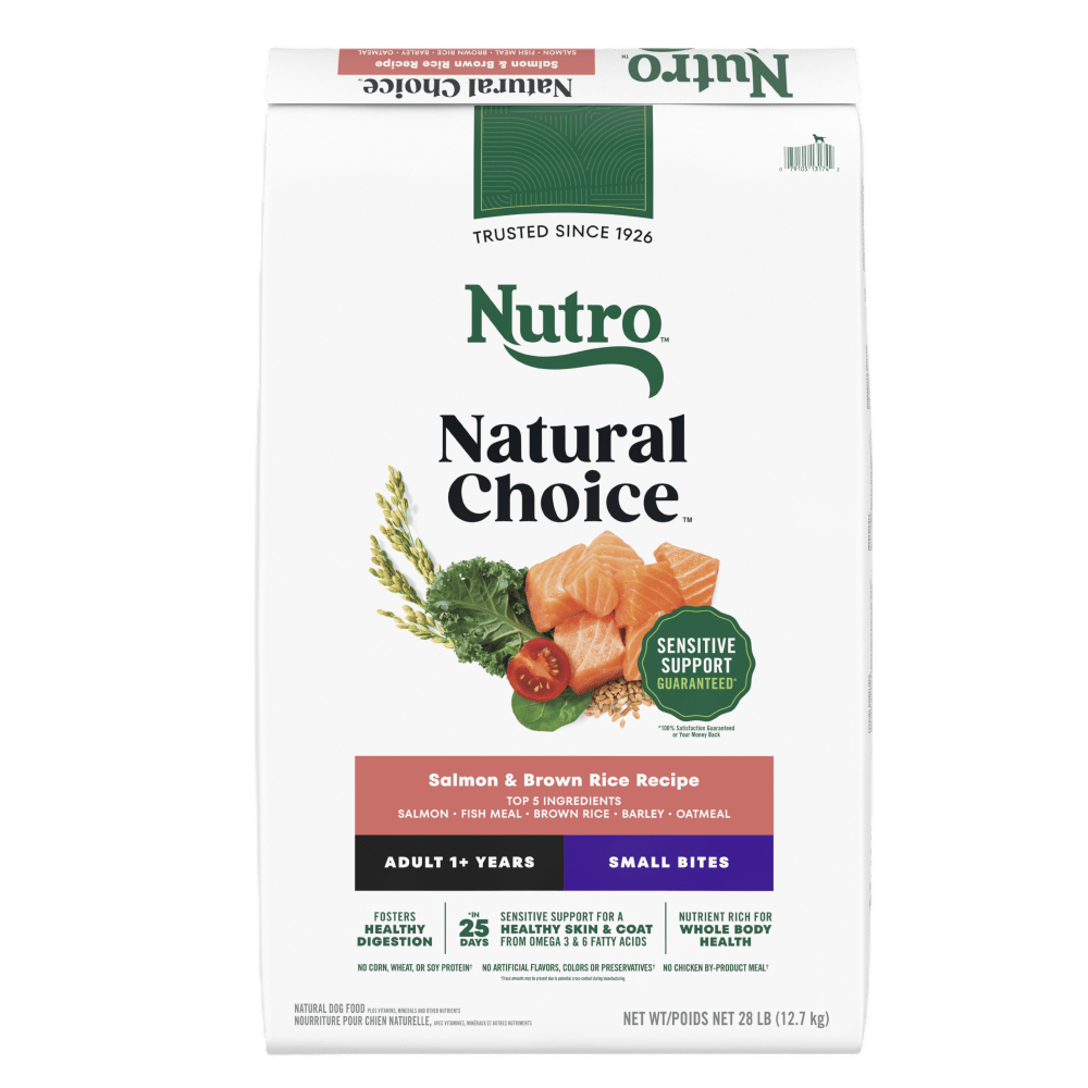 NUTRO Natural Choice Adult Small Bites Dog Food, Salmon & Brown Rice, 28 lb package front