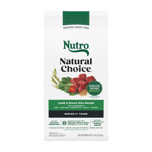 NUTRO Natural Choice Senior Dog Food, Lamb & Brown Rice, 4.5 lb package front