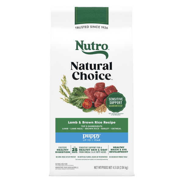 NUTRO Natural Choice Puppy Dry Dog Food, Lamb & Brown Rice, 4.5 lb package front