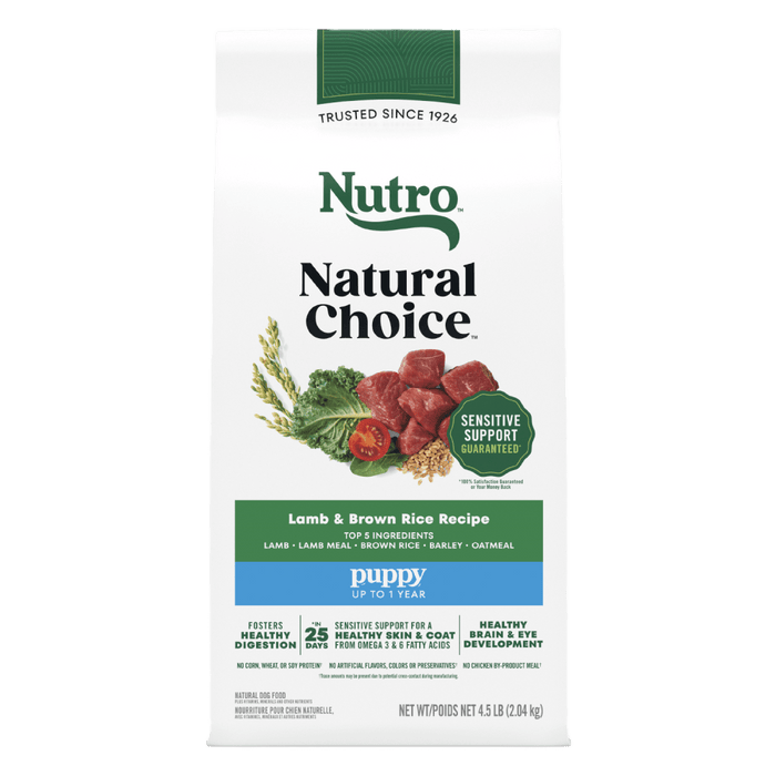 NUTRO Natural Choice Puppy Dry Dog Food, Lamb & Brown Rice, 4.5 lb package front