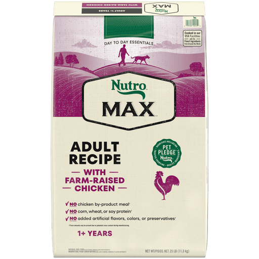 NUTRO Max Adult Chicken Dry Dog Food, 25 lb package front