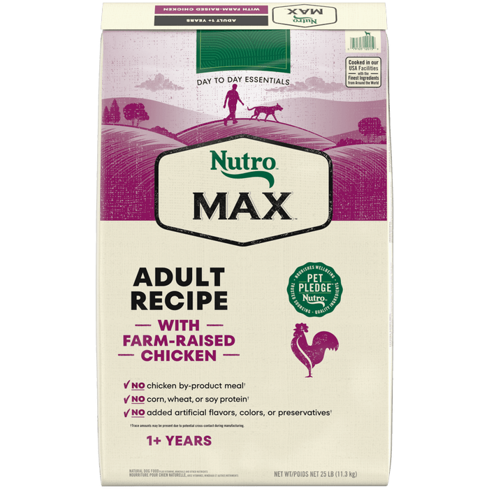 NUTRO Max Adult Chicken Dry Dog Food, 25 lb package front