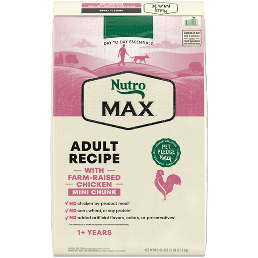 NUTRO Max Minichunks Chicken Dry Dog Food, 25 lb package front