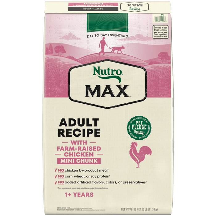 NUTRO Max Minichunks Chicken Dry Dog Food, 25 lb package front