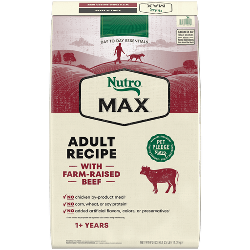 NUTRO Max Adult Beef Dry Dog Food, 25 lb package front