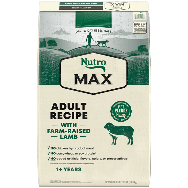 NUTRO Max Adult Lamb Dry Dog Food, 25 lb package front