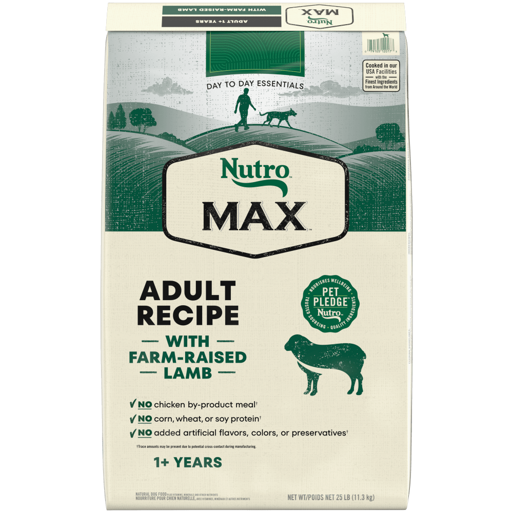 NUTRO Max Adult Lamb Dry Dog Food, 25 lb package front