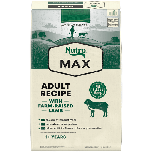 NUTRO Max Adult Lamb Dry Dog Food, 25 lb package front