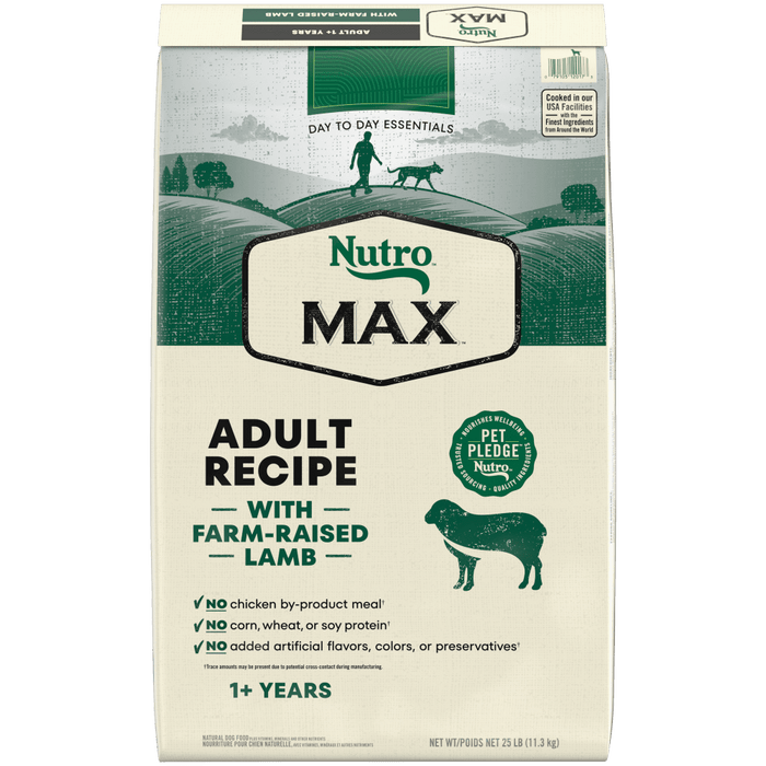 NUTRO Max Adult Lamb Dry Dog Food, 25 lb package front
