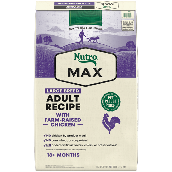 NUTRO Max Large Breed Adult Chicken Dry Dog Food, 25 lb package front