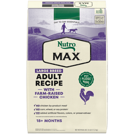 NUTRO Max Large Breed Adult Chicken Dry Dog Food, 25 lb package front