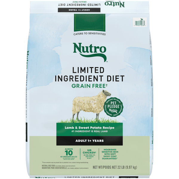 NUTRO Limited Ingredient Diet Adult Lamb & Sweet Potato Recipe Dry Dog Food, 22 lb package front