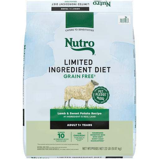 NUTRO Limited Ingredient Diet Adult Lamb & Sweet Potato Recipe Dry Dog Food, 22 lb package front