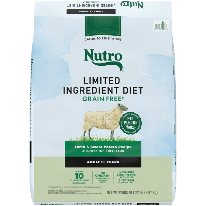 NUTRO Limited Ingredient Diet Adult Lamb & Sweet Potato Recipe Dry Dog Food, 22 lb package front