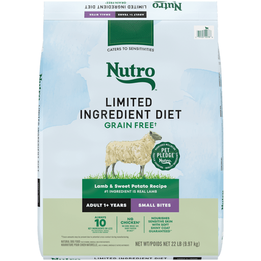 NUTRO Limited Ingredient Diet Adult Small Bites Lamb & Sweet Potato Recipe Dry Dog Food, 22 lb package front