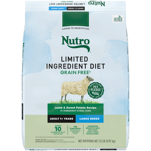 NUTRO Limited Ingredient Diet Adult Large Breed Lamb & Sweet Potato Recipe Dry Dog Food, 22 lb package front