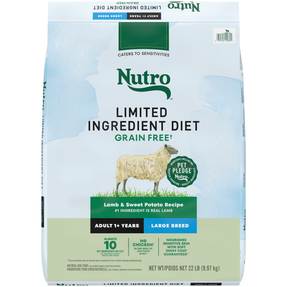 NUTRO Limited Ingredient Diet Adult Large Breed Lamb & Sweet Potato Recipe Dry Dog Food, 22 lb package front