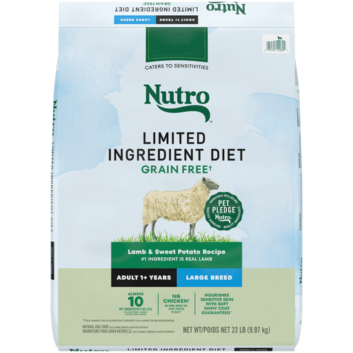 NUTRO Limited Ingredient Diet Adult Large Breed Lamb & Sweet Potato Recipe Dry Dog Food, 22 lb package front
