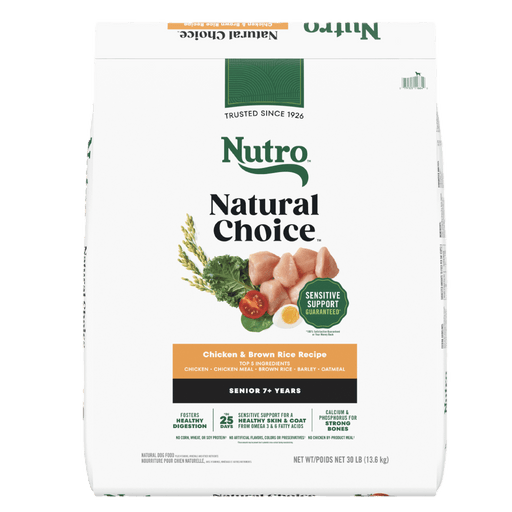 NUTRO Natural Choice Senior Dog Food, Chicken & Brown Rice, 30 lb package front