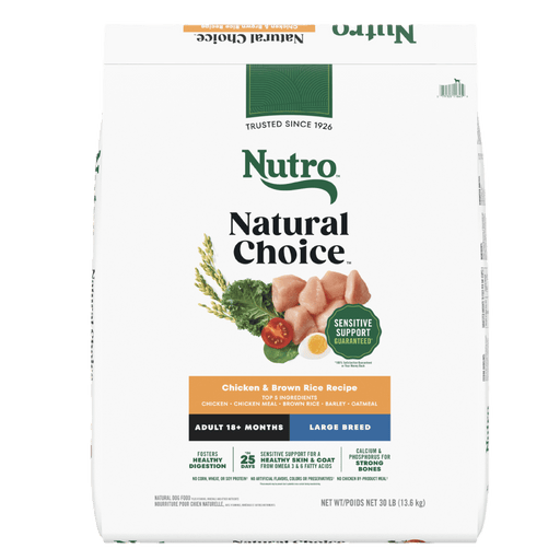 NUTRO Natural Choice Adult Large Breed Dry Dog Food, Chicken & Brown Rice, 30 lb package front
