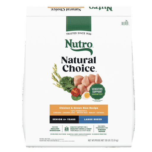 NUTRO Natural Choice Large Breed Senior Dog Food, Chicken & Brown Rice, 30 lb package front