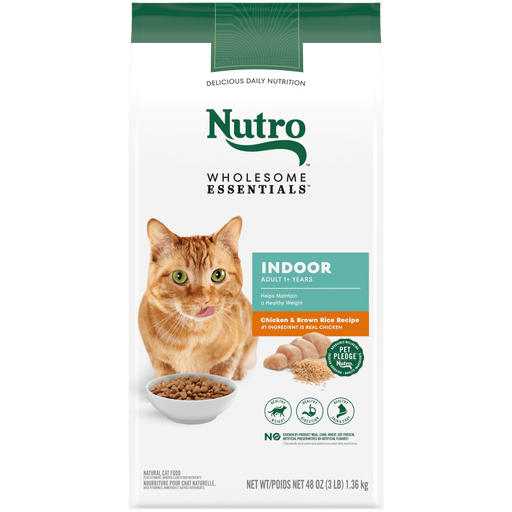 NUTRO Wholesome Essentials Adult Indoor Formula with Chicken & Brown Rice Recipe Dry Cat Food, 3 lb package front