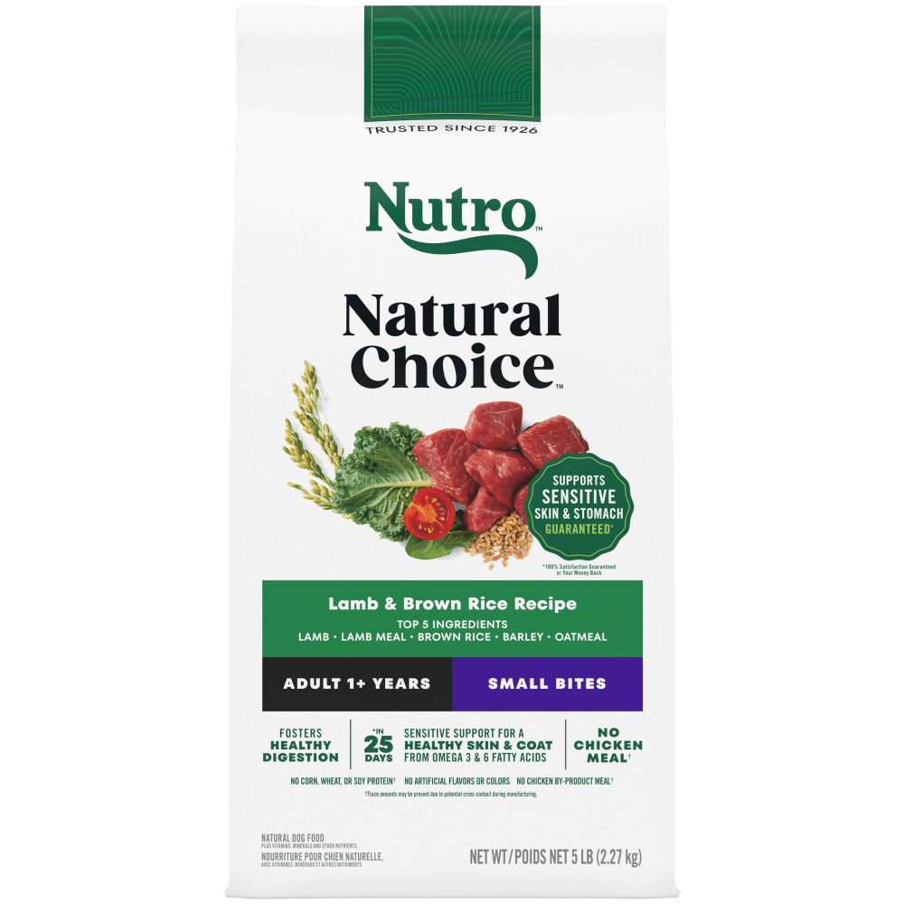 NUTRO Natural Choice Adult Small Bites Dog Food, Lamb & Brown Rice, 5 lb package front