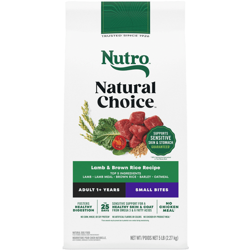 NUTRO Natural Choice Adult Small Bites Dog Food, Lamb & Brown Rice, 5 lb package front