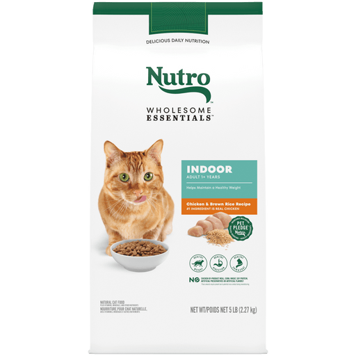 NUTRO Wholesome Essentials Adult Indoor Formula with Chicken & Brown Rice Recipe Dry Cat Food, 5 lb package front