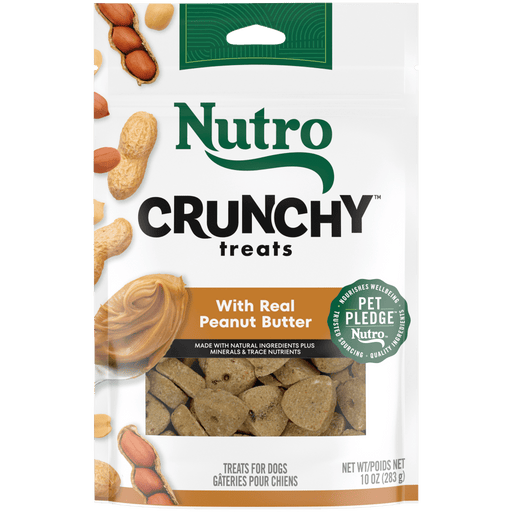 NUTRO Crunchy Treats with Real Peanut Butter Dog Treats, 10 oz package front