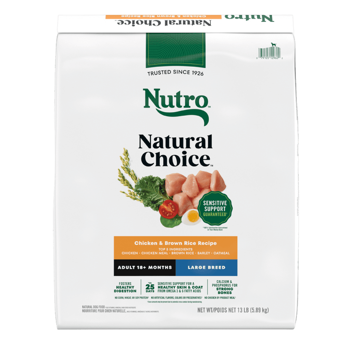 NUTRO Natural Choice Adult Large Breed Dry Dog Food, Chicken & Brown Rice, 13 lb package front