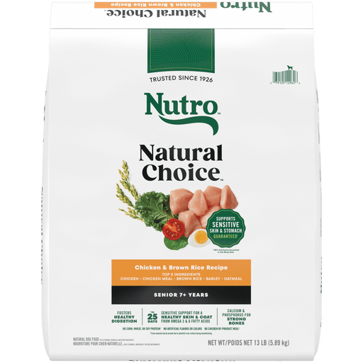 NUTRO Natural Choice Senior Dog Food, Chicken & Brown Rice, 13 lb package front