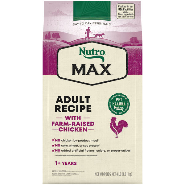NUTRO Max Adult Chicken Dry Dog Food, 4 lb package front