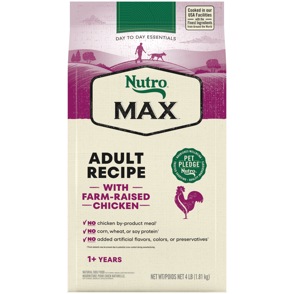 NUTRO Max Adult Chicken Dry Dog Food, 4 lb package front