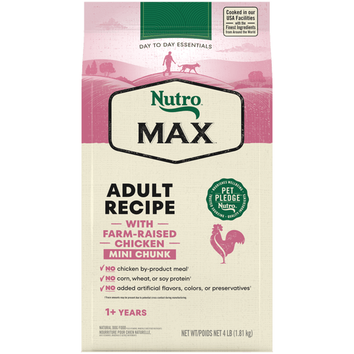 NUTRO Max Minichunks Chicken Dry Dog Food, 4 lb package front