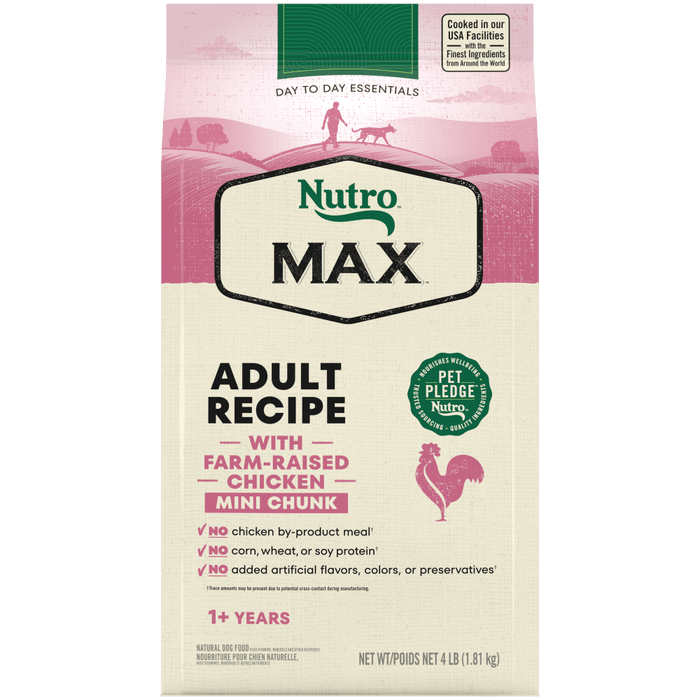NUTRO Max Minichunks Chicken Dry Dog Food, 4 lb package front