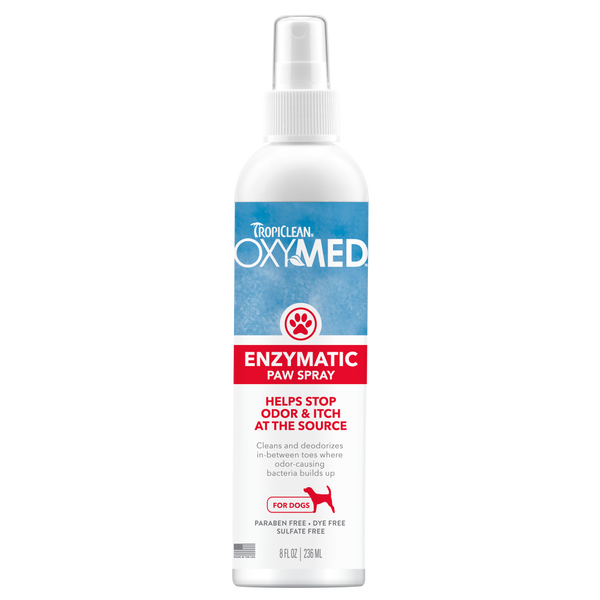 TropiClean OxyMed Enzymatic Paw Odor and Itch Pet Spray — 8 oz retail package