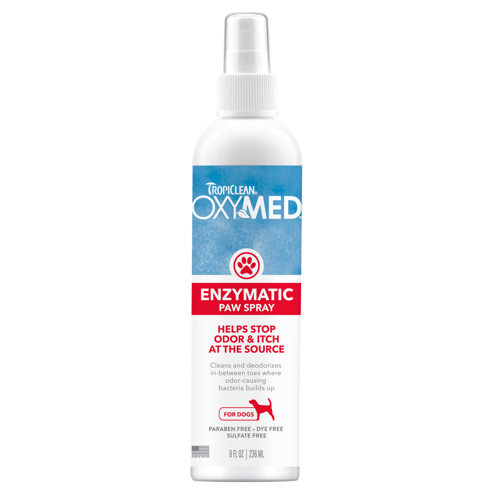 TropiClean OxyMed Enzymatic Paw Odor and Itch Pet Spray — 8 oz retail package