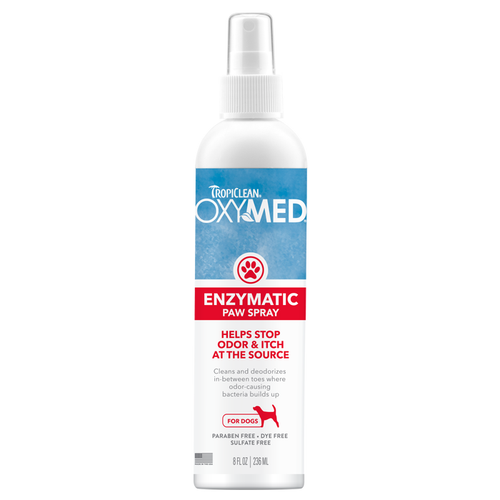 TropiClean OxyMed Enzymatic Paw Odor and Itch Pet Spray — 8 oz retail package